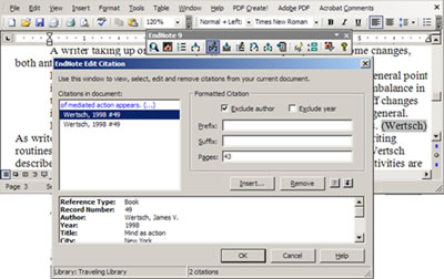 Screenshot from EndNote