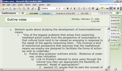 screenshot of Microsoft's OneNote